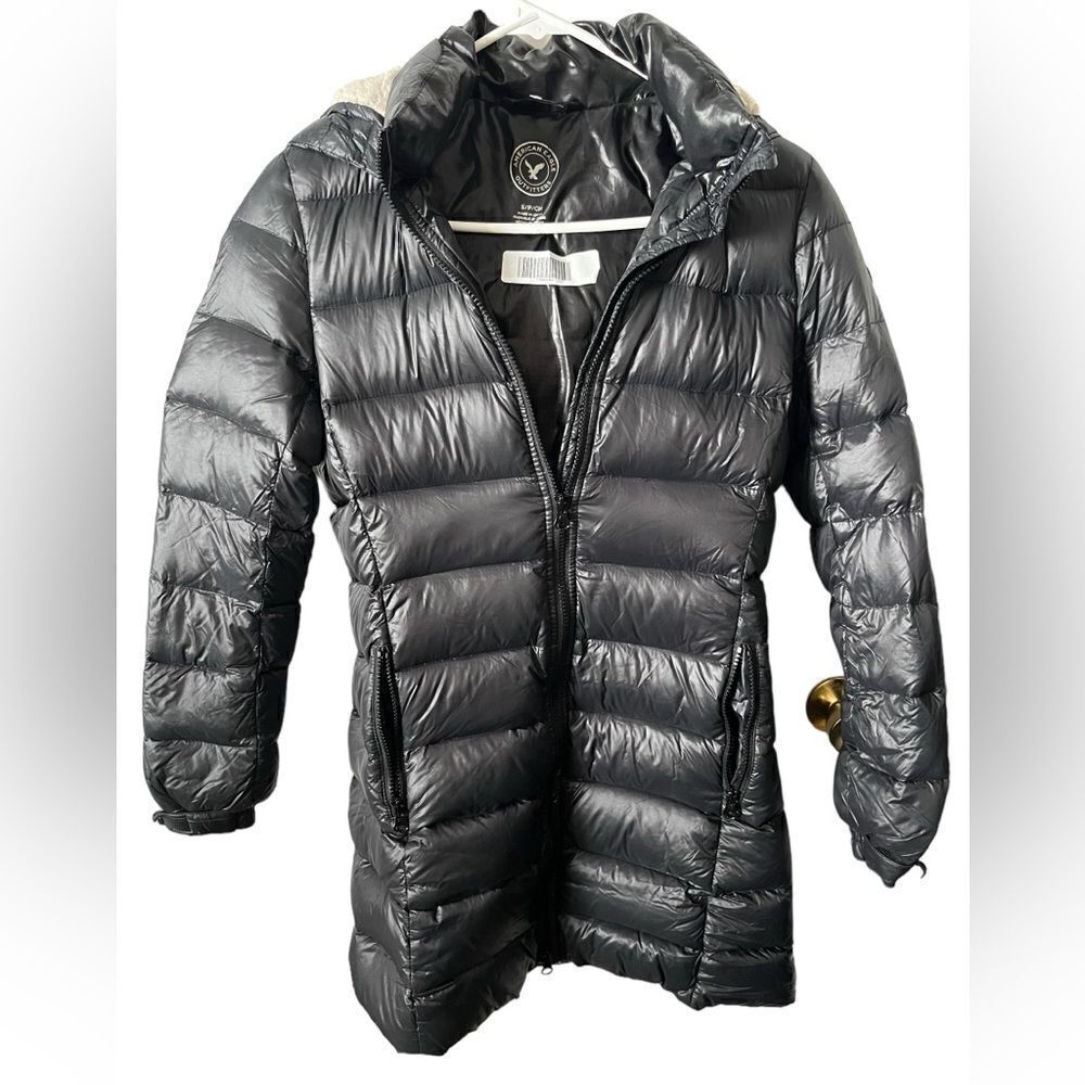 American Eagle Puffer Down Coat Black Size Small